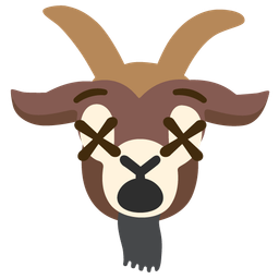 face with crossed-out eyes and goat