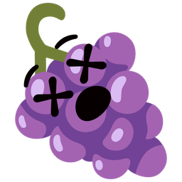 face with crossed-out eyes and grapes