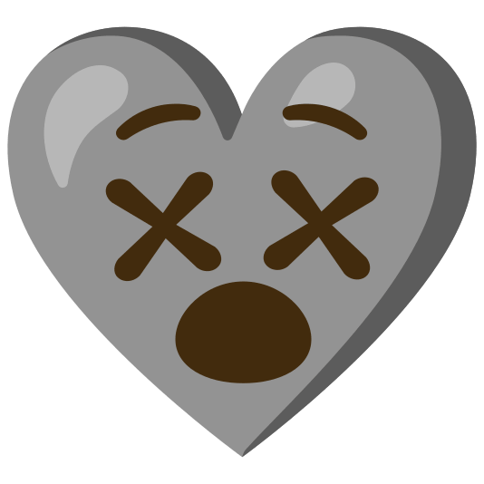 Face with crossed-out eyes and Grey heart