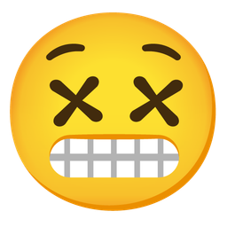 face with crossed-out eyes and grimacing face