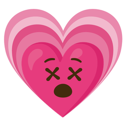 face with crossed-out eyes and growing heart