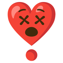 face with crossed-out eyes and heart exclamation