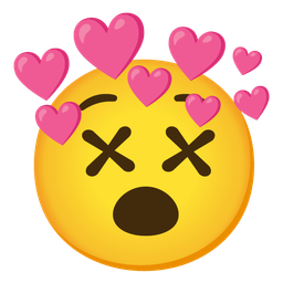 face with crossed-out eyes and heart with arrow