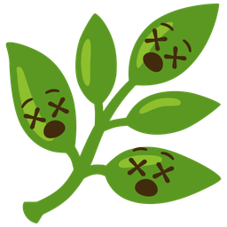 face with crossed-out eyes and herb