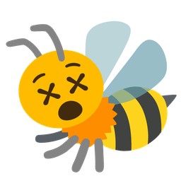 face with crossed-out eyes and honeybee