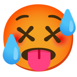 face with crossed-out eyes and hot face