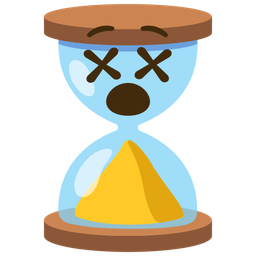 face with crossed-out eyes and hourglass done