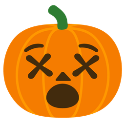 face with crossed-out eyes and jack-o-lantern
