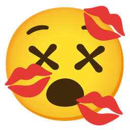face with crossed-out eyes and kiss mark