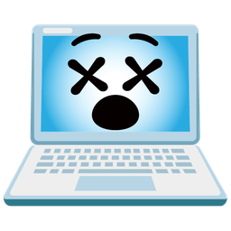 face with crossed-out eyes and laptop