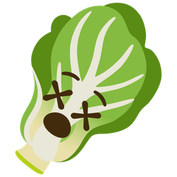 face with crossed-out eyes and leafy green