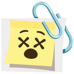 face with crossed-out eyes and linked paperclips