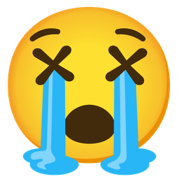 face with crossed-out eyes and loudly crying face