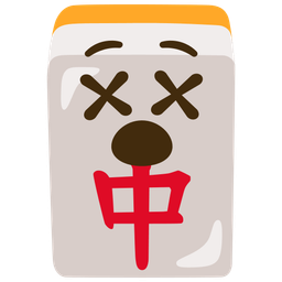 face with crossed-out eyes and mahjong red dragon