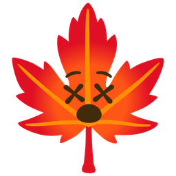 face with crossed-out eyes and maple leaf