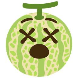 face with crossed-out eyes and melon