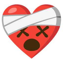 face with crossed-out eyes and mending heart