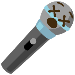 face with crossed-out eyes and microphone