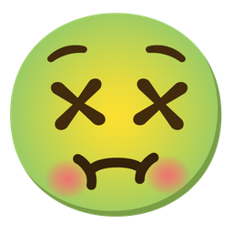 face with crossed-out eyes and nauseated face