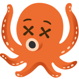 face with crossed-out eyes and octopus