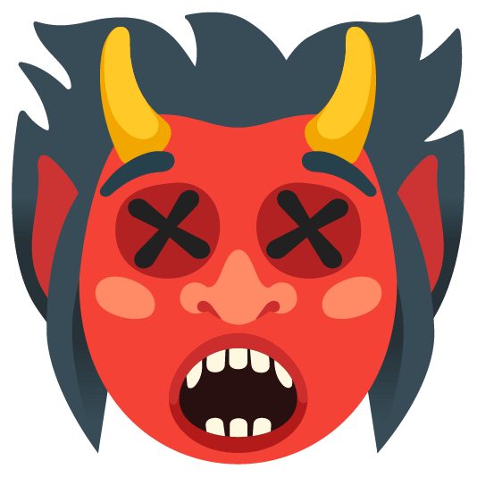 Face with crossed-out eyes and Ogre