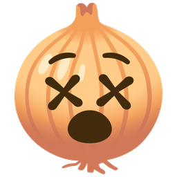 face with crossed-out eyes and onion