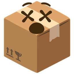 face with crossed-out eyes and package