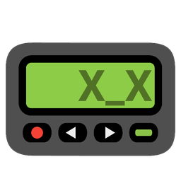 face with crossed-out eyes and pager