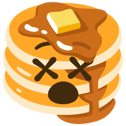 face with crossed-out eyes and pancakes