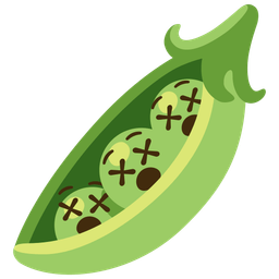 face with crossed-out eyes and pea pod