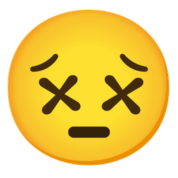 face with crossed-out eyes and pensive face