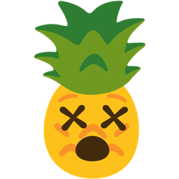 face with crossed-out eyes and pineapple