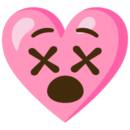 Face with crossed-out eyes and Pink heart