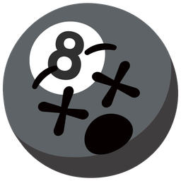 face with crossed-out eyes and pool 8 ball