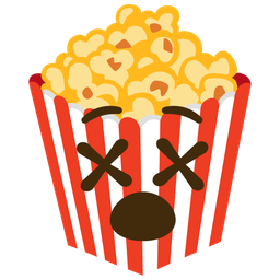 face with crossed-out eyes and popcorn