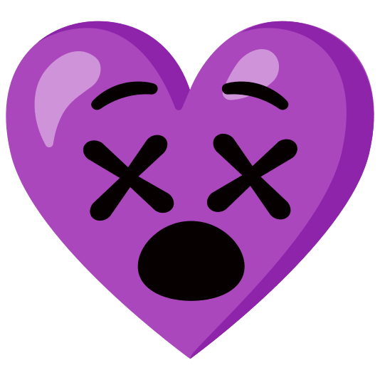 Face with crossed-out eyes and Purple heart