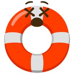 face with crossed-out eyes and ring buoy