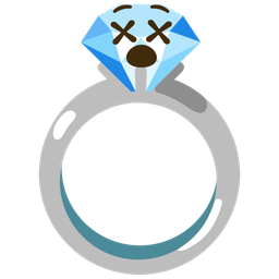 face with crossed-out eyes and ring