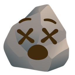 face with crossed-out eyes and rock