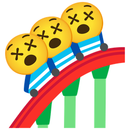 face with crossed-out eyes and roller coaster