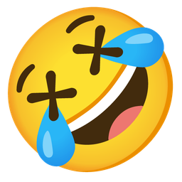 Face with crossed-out eyes and Rolling on the floor laughing
