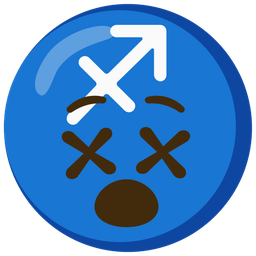 face with crossed-out eyes and Sagittarius