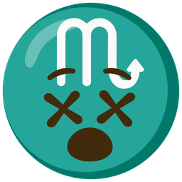 face with crossed-out eyes and Scorpio