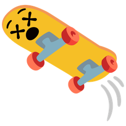 face with crossed-out eyes and skateboard