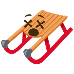 face with crossed-out eyes and sled