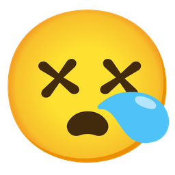 face with crossed-out eyes and sleepy face