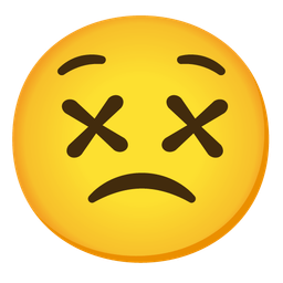 face with crossed-out eyes and slightly frowning face