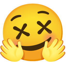 Face with crossed-out eyes and Smiling face with open hands