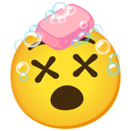 face with crossed-out eyes and soap