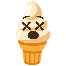 face with crossed-out eyes and soft ice cream